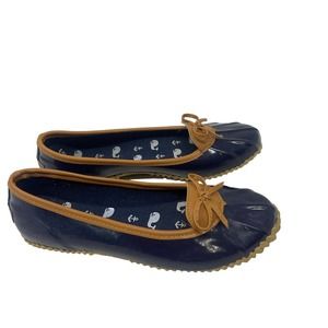 London Fog Webster Navy Blue Rain Flats Water Resistant Womens 8